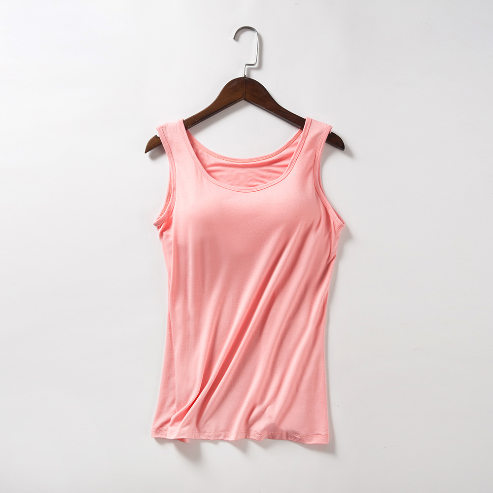 モーダルは胸パッド付きベスト女性の薄い夏のスポーツヨガカップ一体式下着【メーカー直販】