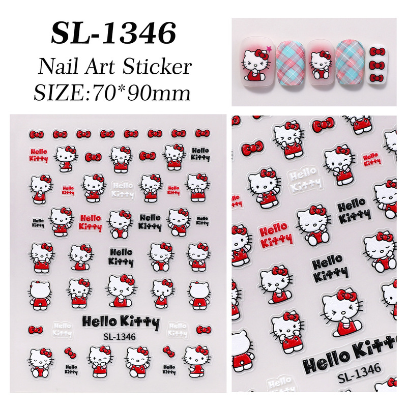 可爱KT猫美甲贴纸5D浮雕立体卡通hellokitty猫指甲贴纸饰品 SL款|undefined