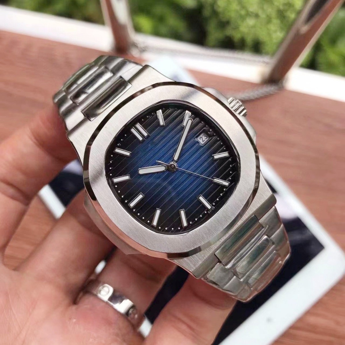 Nautilus Mechanical Watch 3K Grenade Nautilus Fully Automatic Mechanical Watch Men's Luminous Business Steel Band Watch Dropshipping