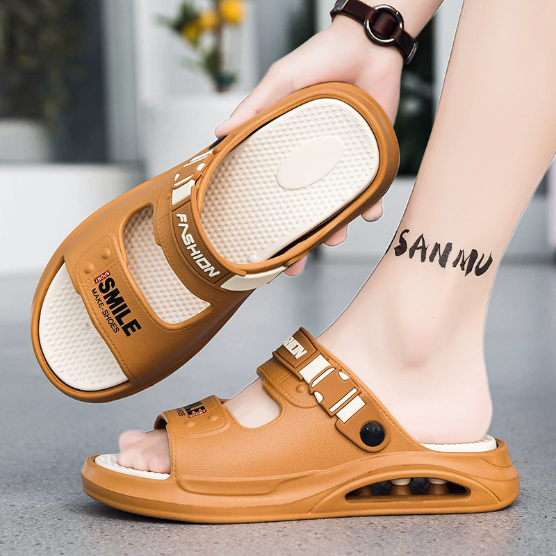 Мужские летние уличные тапочки двойного назначения на толстой подошве, нескользящие, удобные сандалии без шнуровки, пляжные сандалии большого размера для дропшиппинга.