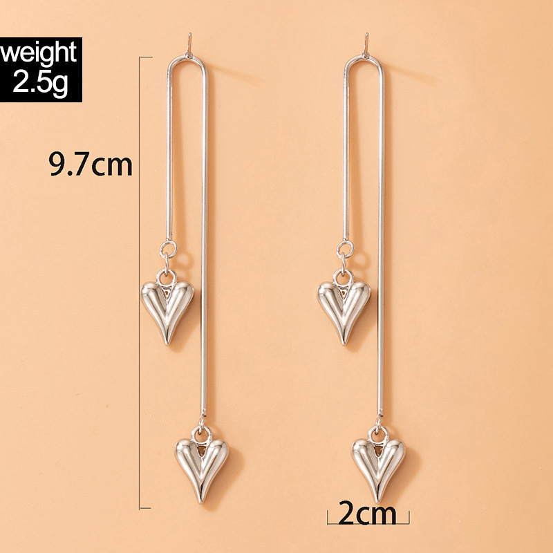 Fashion Alloy Heart Pendant Geometric Square Earrings display picture 3