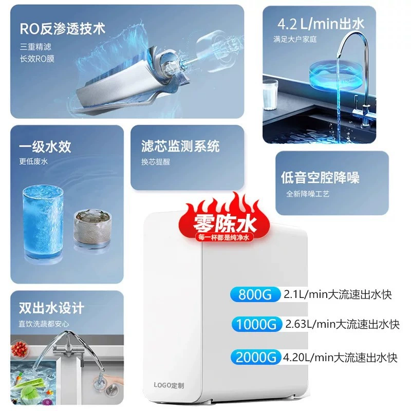 Water purifier zero stale water RO reverse osmosis kitchen tap water filter direct drinking machine zero stale water technology