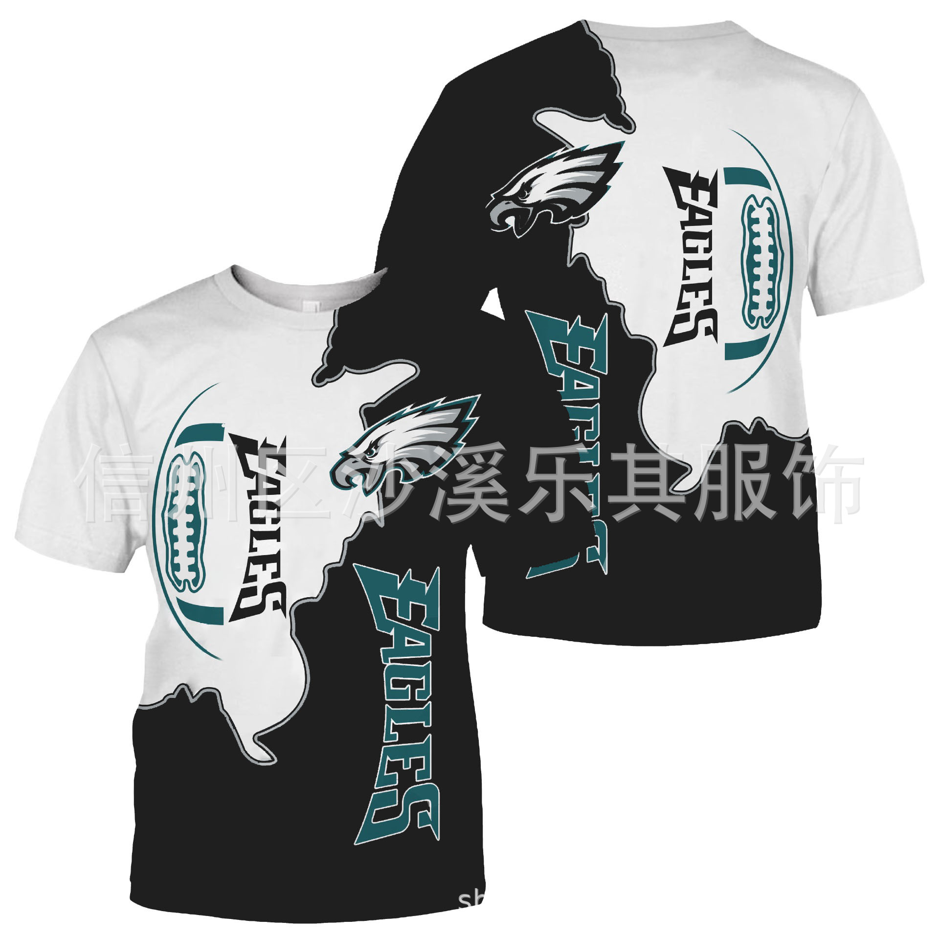 2024 Amazon nuevos hombres tendencia europea y americana delgada cuello redondo NFL camiseta de manga corta impresión digital casual código europeo