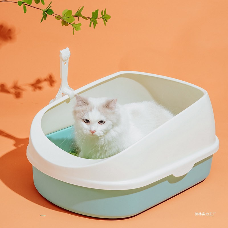 플라스틱 반밀폐형 소형 및 대형 고양이 쓰레기통, 물 튀김 방지 변기, 냄새 방지 소형 청소 변기, 고양이 용품