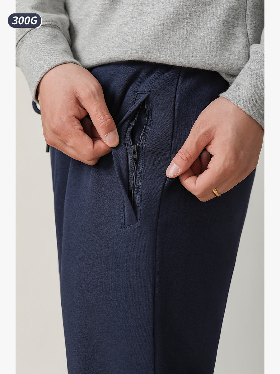 300g tela antibacteriana cremallera casual sweatpants hombres de alta cintura punto pantalones otoño nueva pareja básica