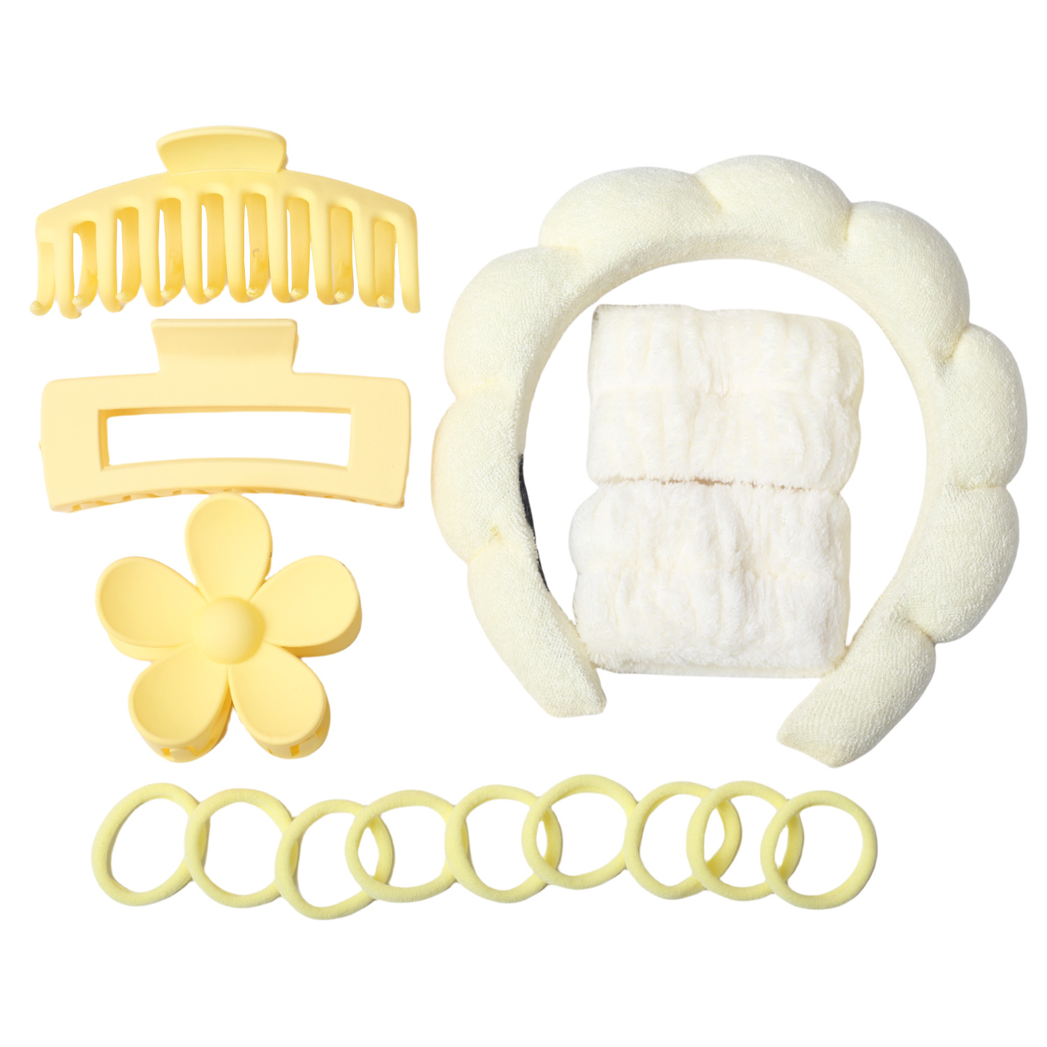 Diadema de nube de giro de esponja transfronteriza, pulsera de lavado de cara, anillo para el cabello de nailon, juego de pinzas de plástico grande, accesorios para el cabello image 17