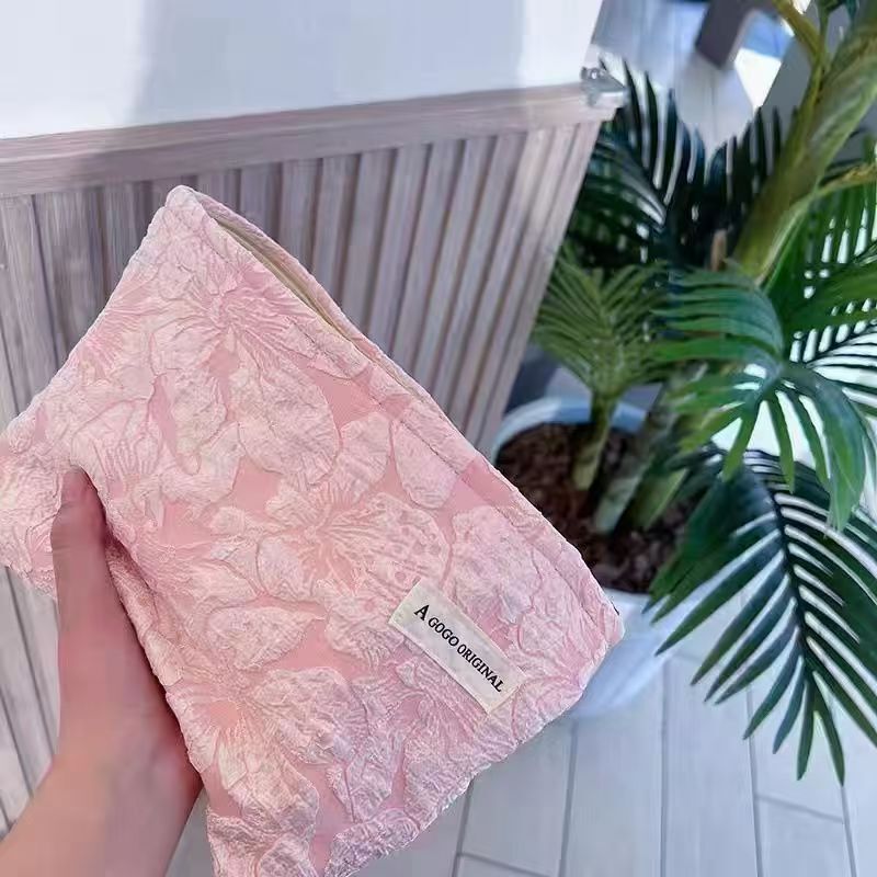 Ins小衆灯芯毛衝突色縞化粧バッグ携帯旅行出張スキンケア品収納袋洗面バッグ|undefined