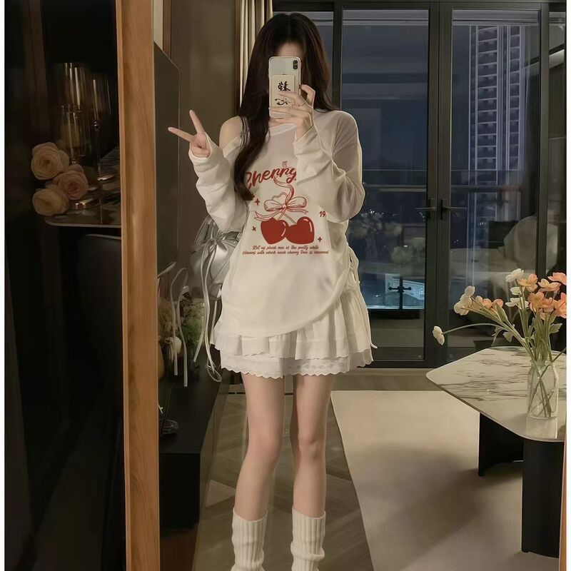 Plus-Size Loose Early Spring Sun-Protective Women's Loose-Fitting Slimming Casual Lazy Style Off-Shoulder Top Lightweight Breathable Cover-Up