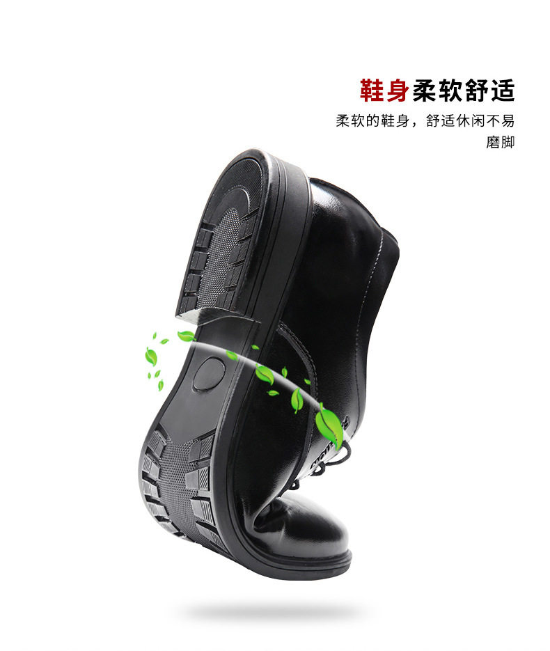 Giày da nam công sở mũi nhọn thủ công da bò, cổ thấp, buộc dây, size lớn — 36522 màu đen chi tiết 8