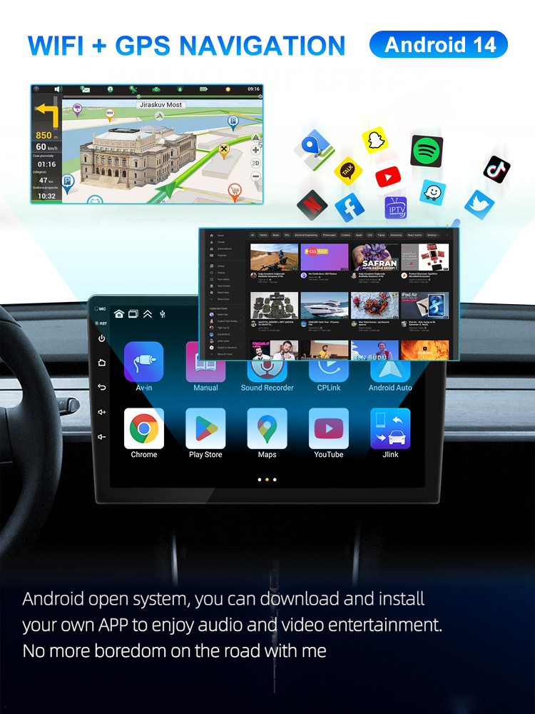 Cross-Border Factory 7/9/ 10inch Universal Android Car Navigation Touch Screen Player with Carplay