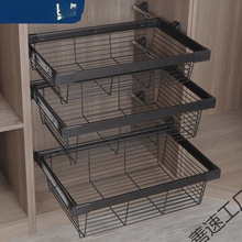 衣柜拉篮抽屉式伸缩裤架家用衣帽间拉篮内置收纳藤篮裤抽五金配件