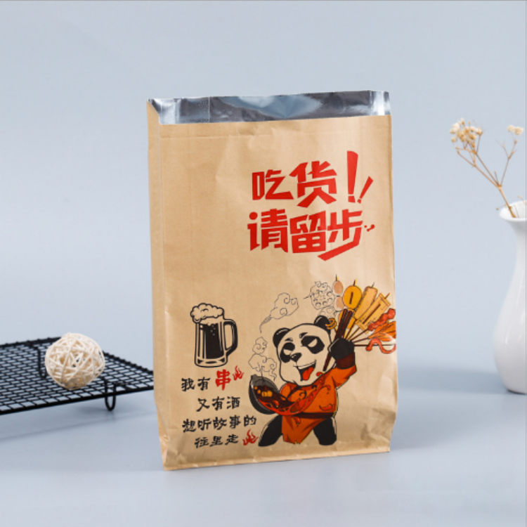 Bolsa de embalaje de barbacoa aislante bolsa de papel de estaño personalizada kebabs para llevar un solo uso chapa frita chapa de chapa