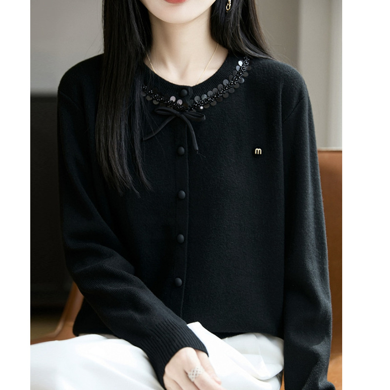 早秋时尚灰色毛衣针织开衫外套女2025新款春秋季外搭洋气女装上衣|undefined
