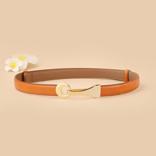 Genuine leather belt for women, slim belt for dresses, versatile leather belt for suits, thin fashion belt for women