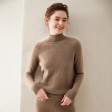 毛衣女冬天羊绒衫女半高领山羊绒双股加厚宽松插肩打底毛衣针织