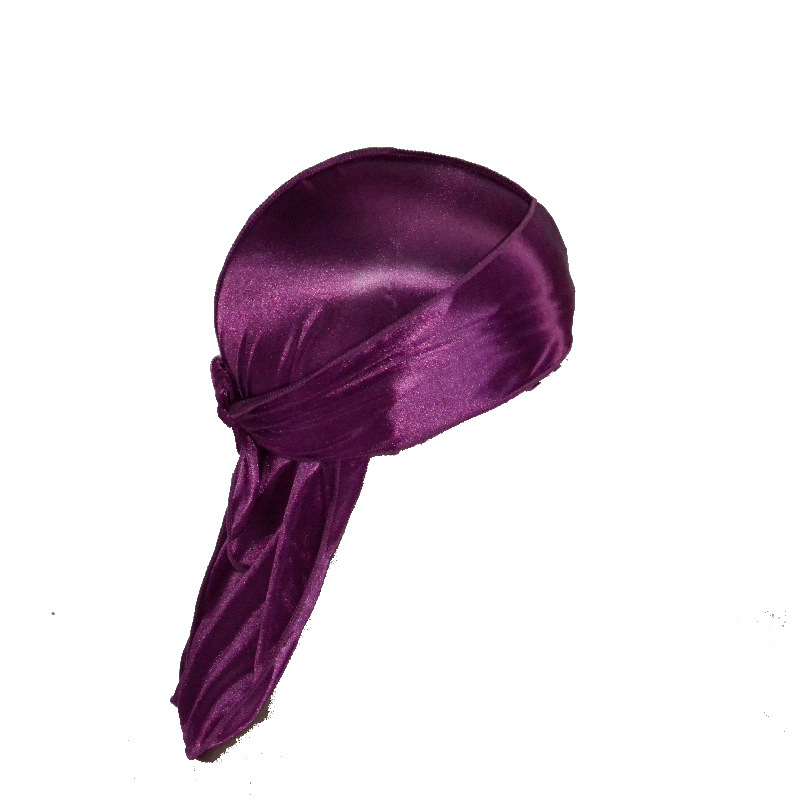 Amazon vende pañuelos elásticos en caliente, sombreros de baotou, sombreros piratas de seda, sombreros de cola larga hip hop silky durag