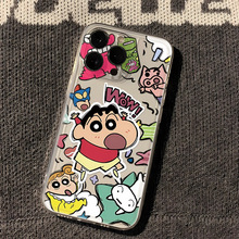 15涂鸦蜡笔小新适用苹果16华为防摔创意趣味可爱荣耀一加透明手机