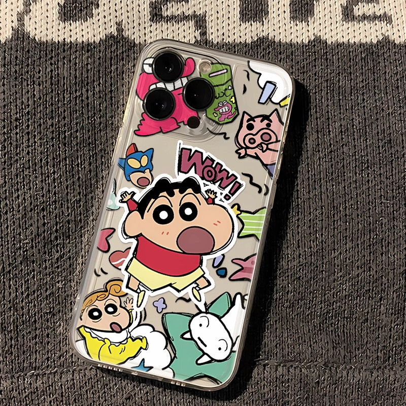 15涂鸦蜡笔小新适用苹果16华为防摔创意趣味可爱荣耀一加透明手机