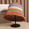 Rainbow straw bucket, summer beach Japanese hat, sun protection