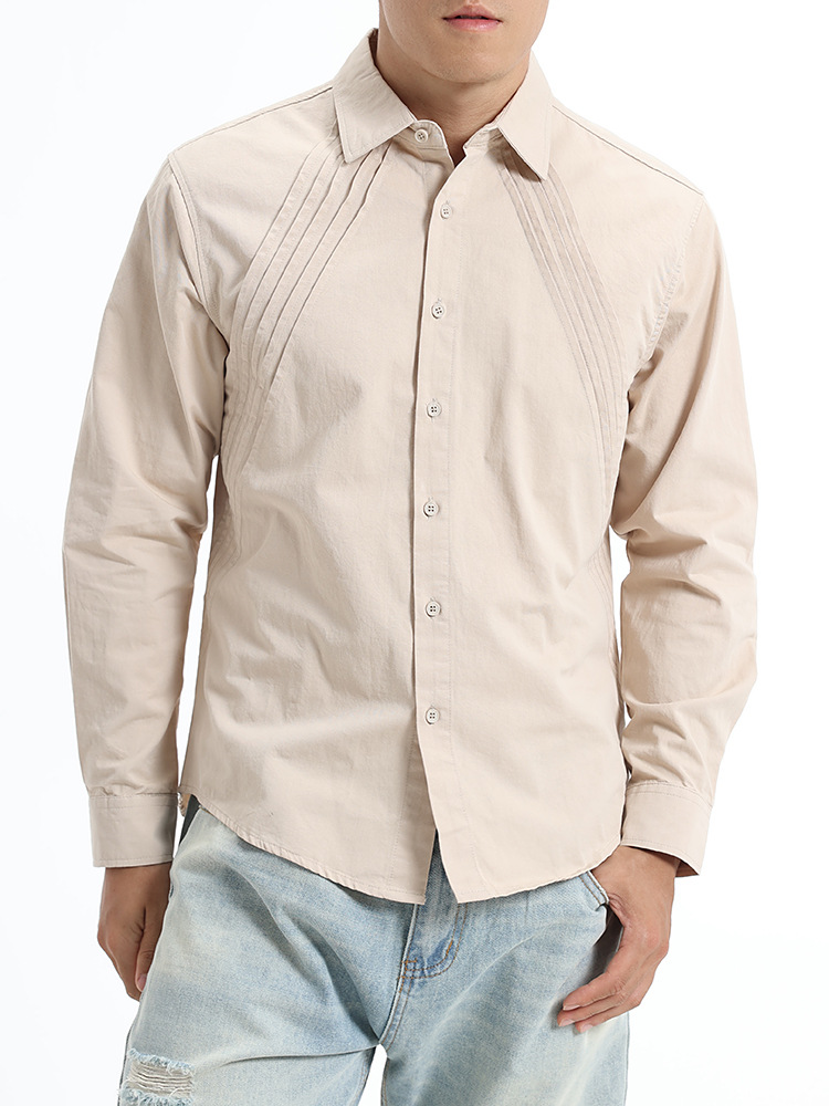 Hombres de otoño nueva camisa de solapa de manga larga hombre camisa de algodón de alta calidad casual chaqueta para hombre