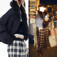 [每日上新]杨颖同款牛仔洗水棉时尚减龄狐狸毛领夹克羽绒服外套女