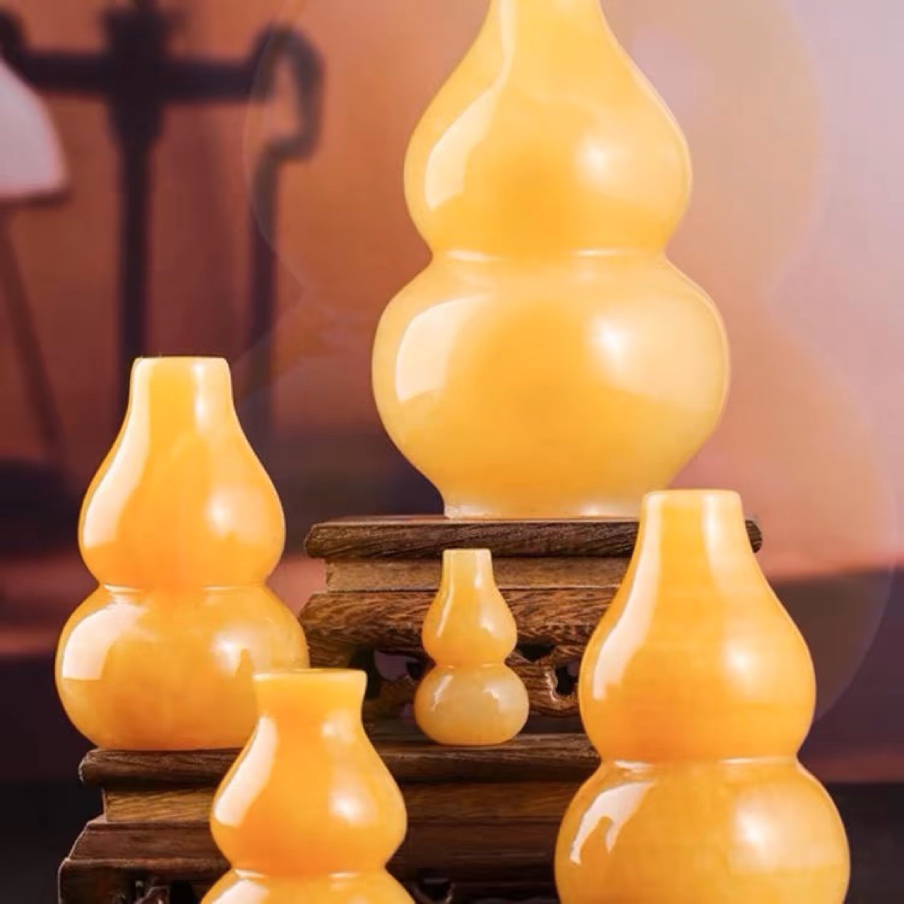 Sarı Yaşıl Jade Qabaq Fiquru - Ev Dekorasiyası üçün