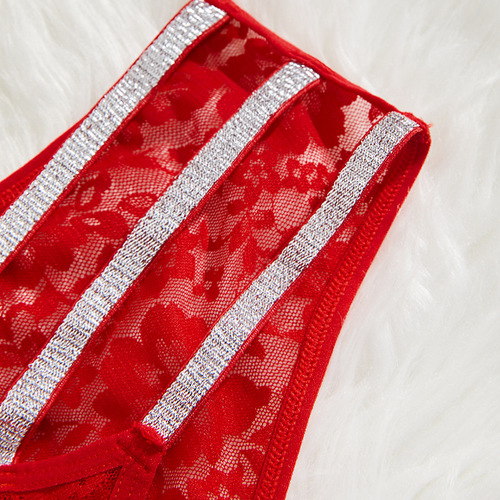 European and American lace women's hollow thin straps comfortable breathable printed half pack Amazon new women's underwear