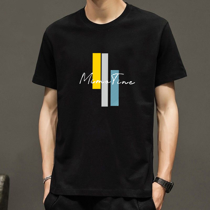 Primavera y Verano nueva carta cuello redondo de manga corta Camiseta de los hombres de la camiseta de moda corto de moda todo-Partido casual Top ropa de los hombres camiseta