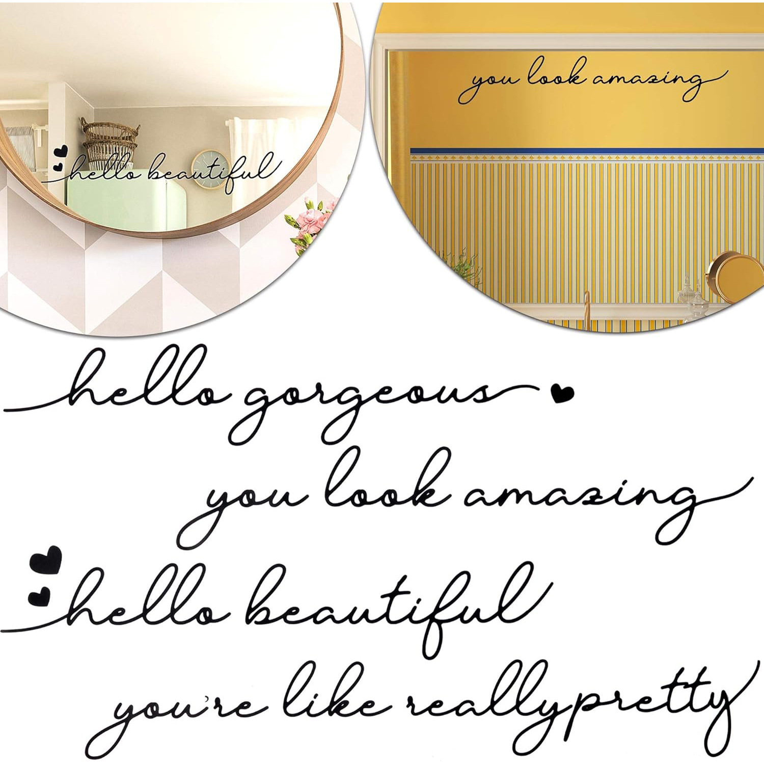 Introducción espejo de baño pegatina espejo inspirador cara saludo calcomanía vinilo pegatina adecuado para la decoración del hogar