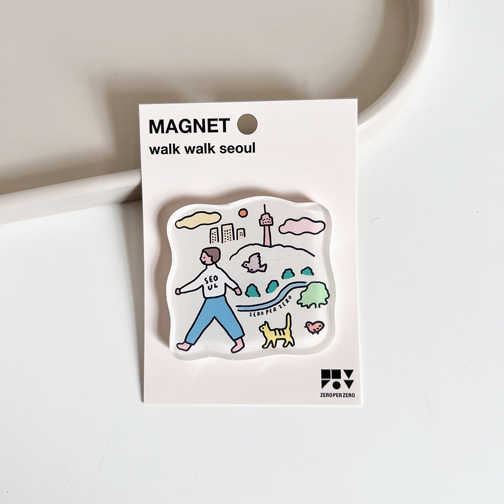 Corea del Sur zeroperzero familia ilustración de padres e hijos pegatinas de refrigerador acrílico imán magnético pegatinas de fotos