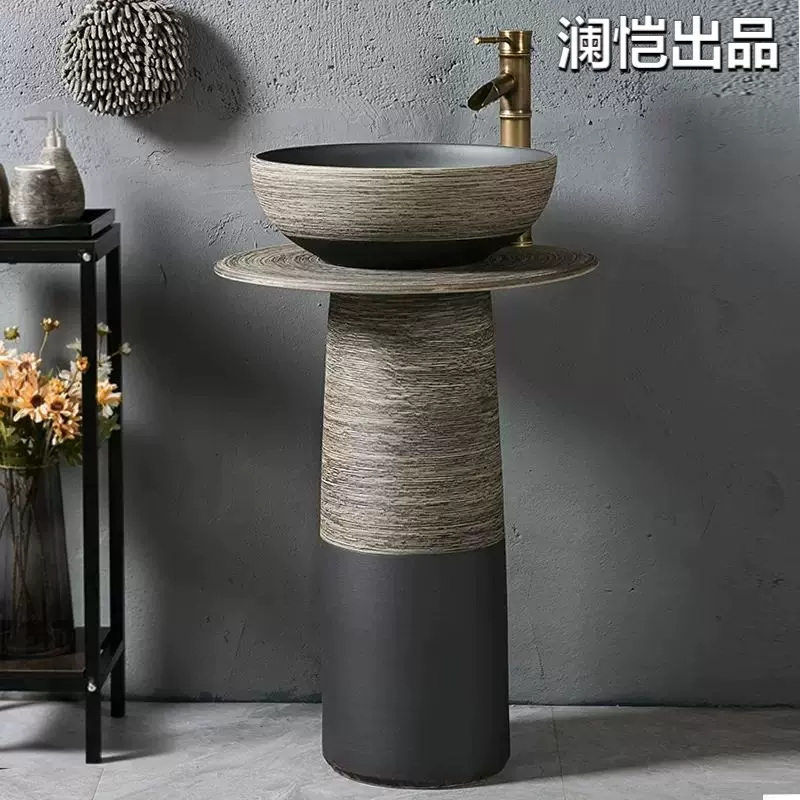 立柱盆洗手盆一体台盆陶瓷立柱式洗脸盆卫生间柱盆立式落地式家用