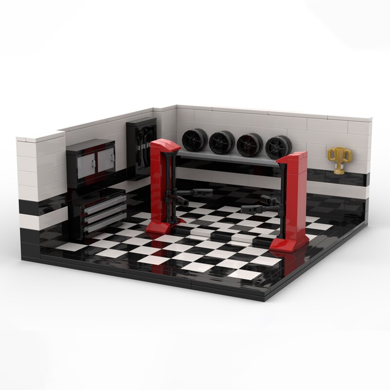 Building block MOC-127570 speed champion display garage-deluxe version compatible with lego speed8 car parking Building block MOC-127570 speed champion display garage-deluxe version compatible with lego speed8 car parking