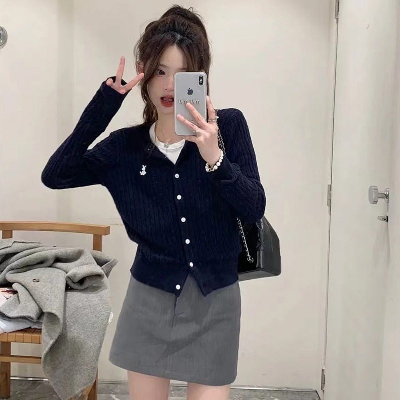 开衫针织毛织外套女春秋季新款独特别致显瘦上衣薄款清新气质毛衣|undefined