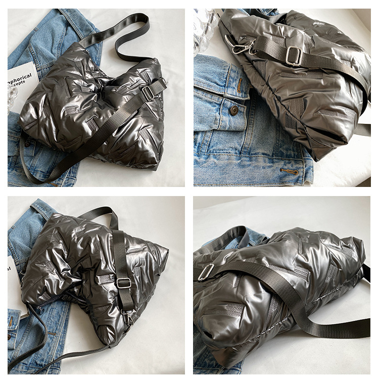 New Women's Bag Fashionable Large Capacity Shoulder Bag Women's 2023 Autumn/winter New Down Fabric Bag Trend Crossover Women's Bag_voghion.com