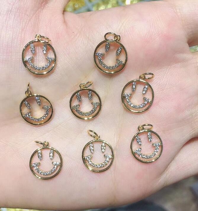 Micro inlay 14k gold color retention micro inlay zircon smiley face expression small pendant necklace accessories sd34f AliExpress