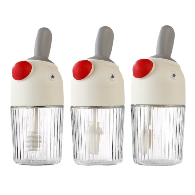 Mayorista en línea nuevo pájaro condimento de vidrio práctico cubierta de cuchara cerrada en una botella de condimento multifuncional de alto valor visual