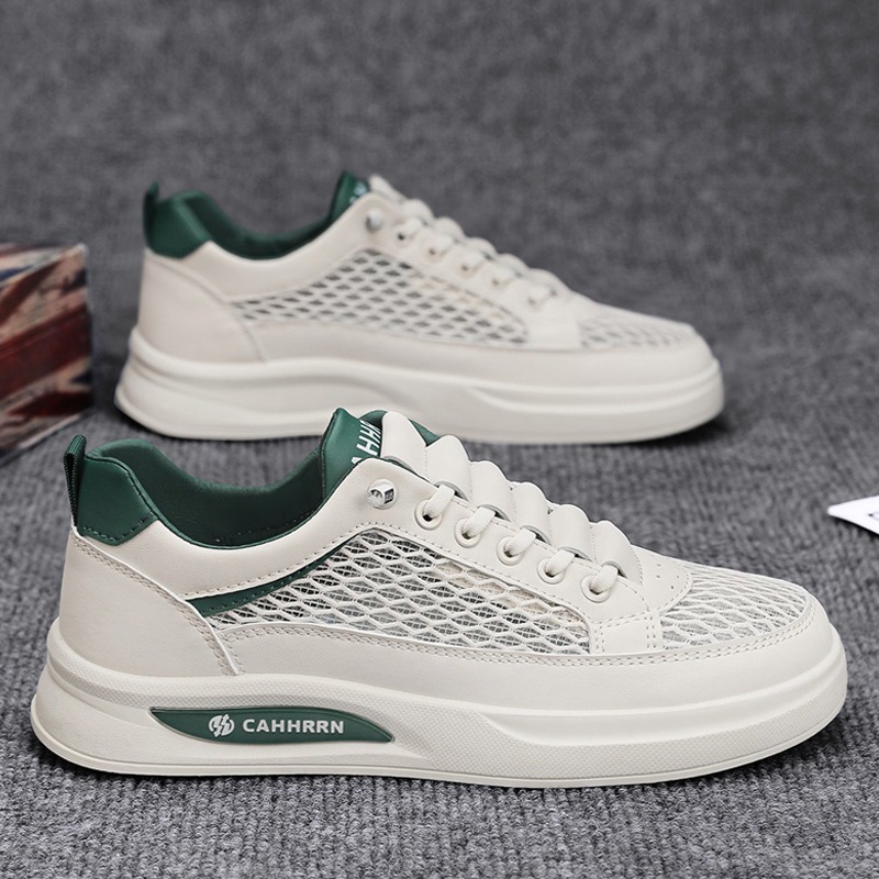 Zapatillas de deporte zapatos de hombre de primavera y verano 2025 nuevo estilo malla transpirable zapatos blancos estudiantes adolescentes zapatos casuales de moda hombres
