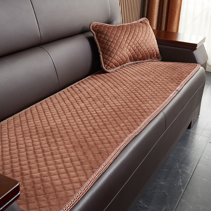 沙发垫冬季防滑短毛绒布艺皮沙发坐垫四季通用红实木沙发薄座垫子