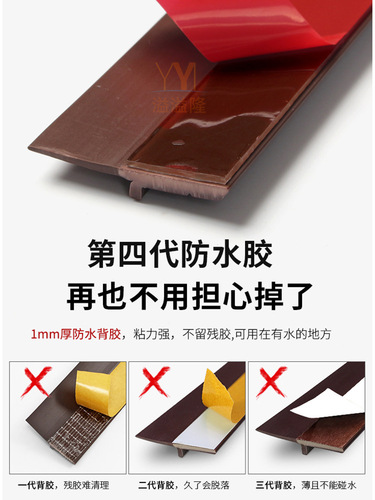 Door bottom door seam sealing strip for soundproof glass door windproof bathroom door waterproof strip rubber strip gap protection strip special