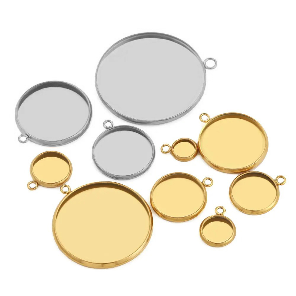 Tiempo Gema base de acero inoxidable base redonda colgante de soldadura solo anillo interior 6-30mm DIY accesorios de la joyería