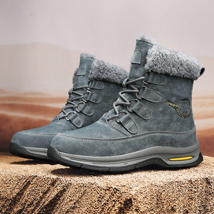 Cross-border Genuine Leather Men's Snow Boots Winter fleece-lined Cold-proof Warm Thick-soled Outdoor Men's Shoes High-top Boots Cotton Shoes