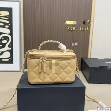 lp饭盒包鱼子酱头层牛皮女包链条菱格斜挎包单肩小方包小香风