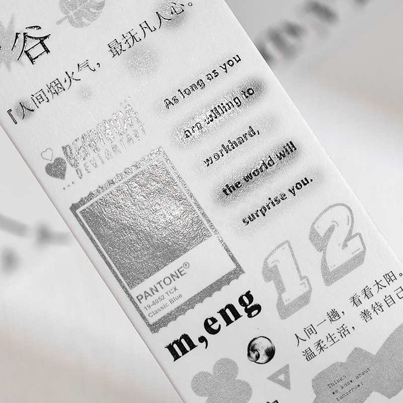 Lazos de vocabulario y rollos de cinta adhesiva diarios pegatinas paisajísticas transfronterizas de texto chino e inglés cinta adhesiva contable