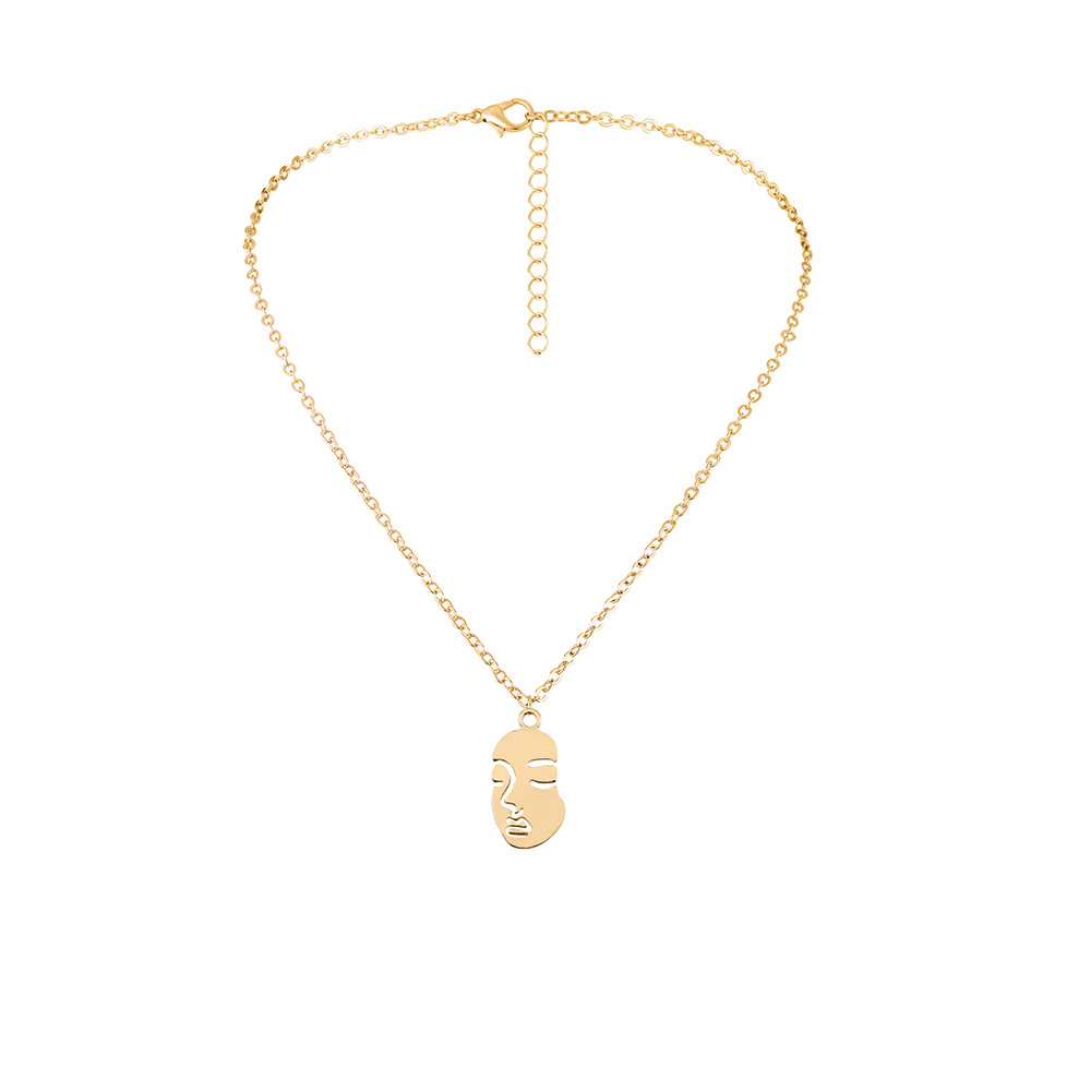 wholesale jewelry hollow face pendant necklace nihaojewelry