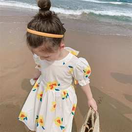 儿童甜美连衣裙2025年夏款女童公主裙碎花童裙3-8岁童装一件代发