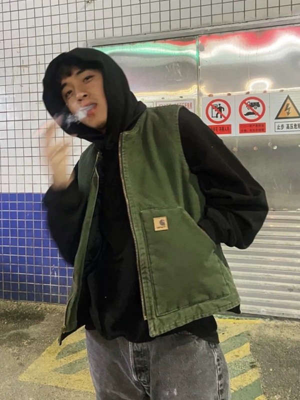 高品质Car卡哈V02古着重水洗厚绗棉马甲坎肩美式复古山系日潮夹棉|undefined