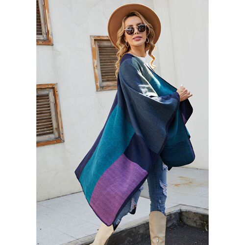  new European and American style striped color matching flower color matching travel and play warm imitation cashmere shawl