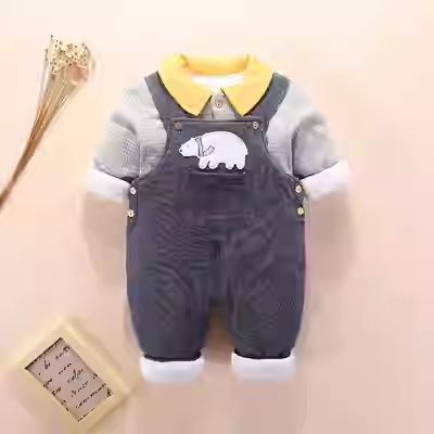 Ropa de primavera, otoño e invierno acolchada para bebés para hombres y mujeres, traje de correa para bebés, ropa de algodón fino para niños, ropa de otoño 0-1 años 2