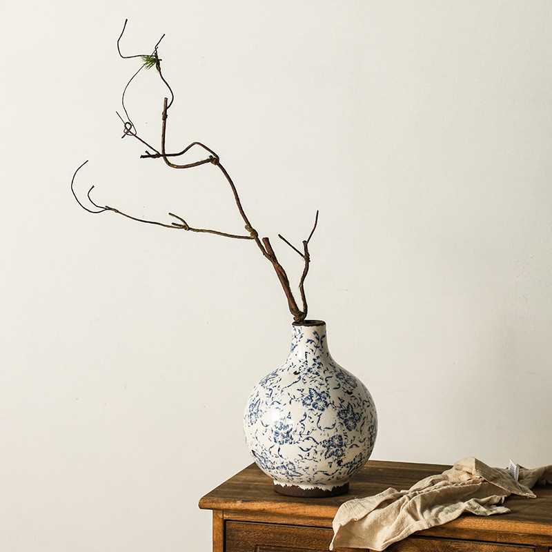 Retro manchas hacer viejos vasos de porcelana azul gran decoración de cerámica creativa sala de estar acuicultura floral de alto nivel sensación de nuevo estilo chino