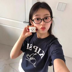 少女カジュアルシンプル贅沢品プリント半袖tシャツ服純綿半袖tシャツ女性お笑いぼんやりクール